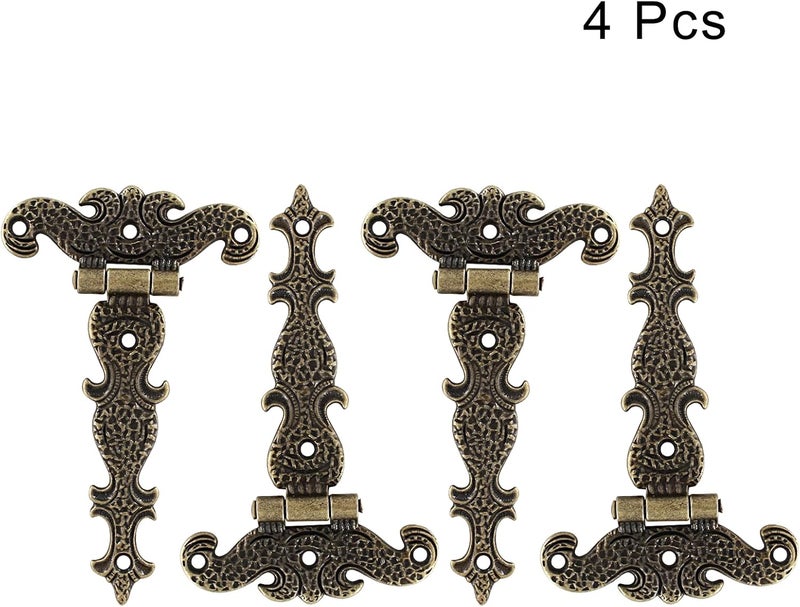 Aracombie 4pcs T Strap Hinges, Decorative Tee Hinge, Antique Bronze Barn Door Hinges, Zinc Alloy T Hinge for Wood Fence Swing Gate Windows, 4.4" x 2.7" - Image 5